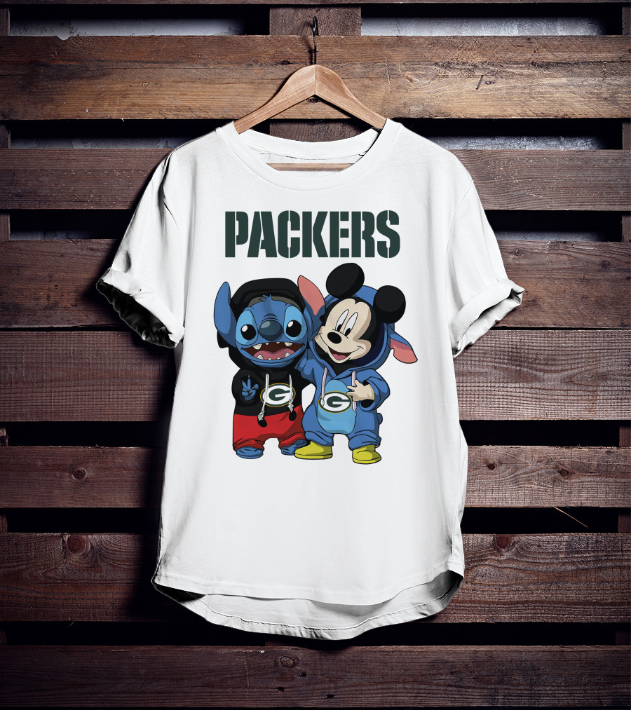 Packers Green Bay Stitch And Mickey Hoodie Characters T-Shirt