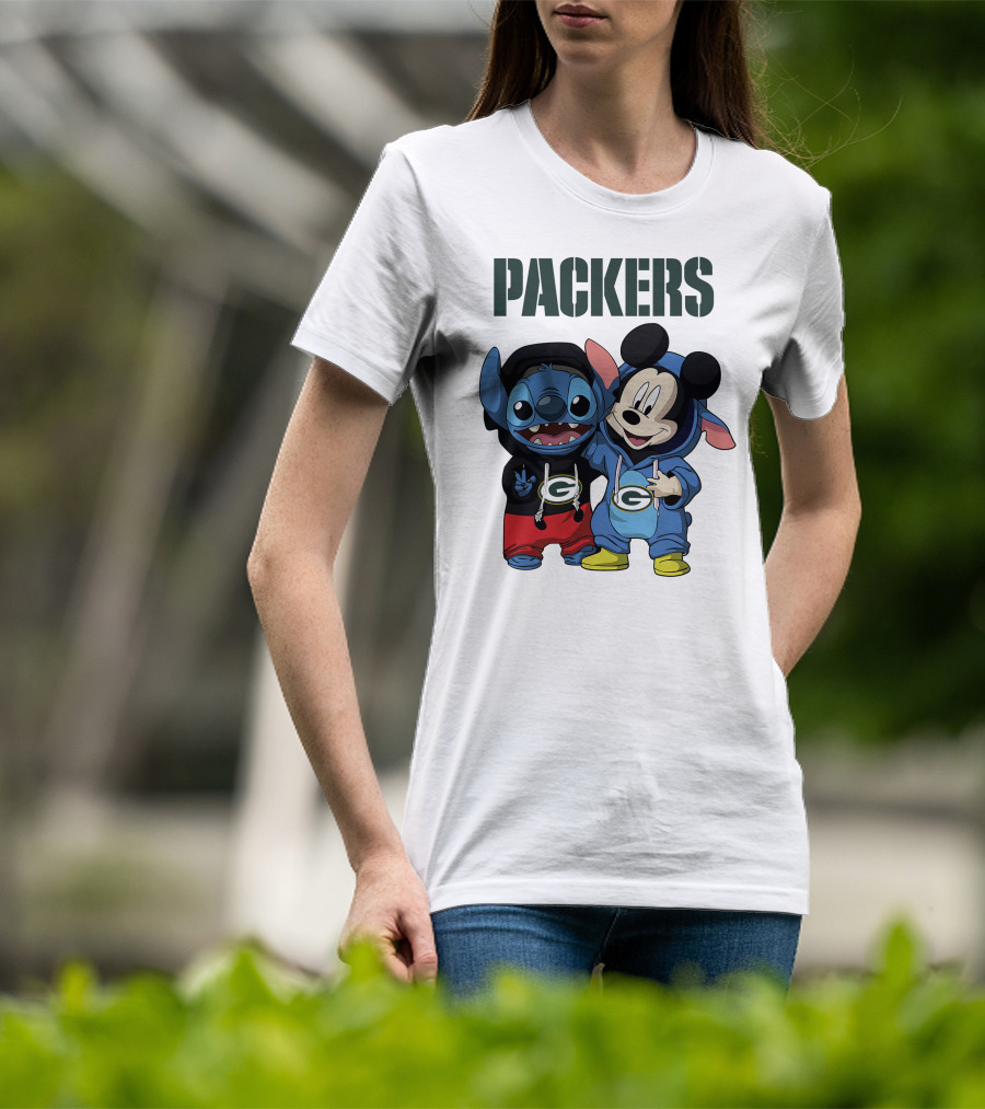 Packers Green Bay Stitch And Mickey Hoodie Characters T-Shirt