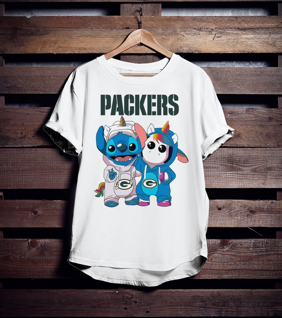 Packers Stitch And Unicorn Fans In Team Gear T-Shirt
