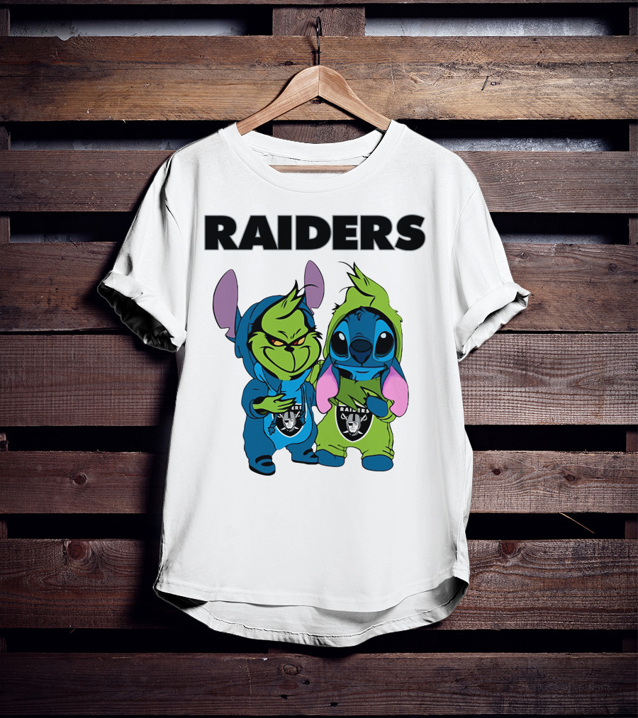 Raiders Grinch And Stitch Crossover T-Shirt