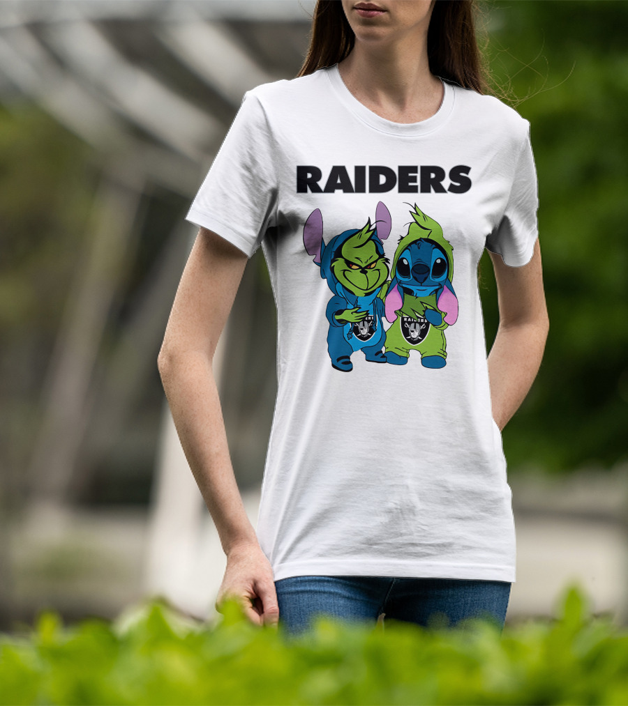 Raiders Grinch And Stitch Crossover T-Shirt