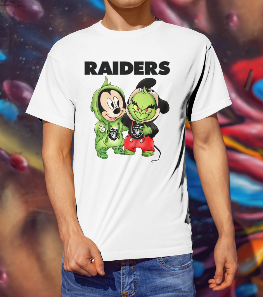 Mickey And Grinch Raiders Hoodie Cute Cartoon Characters T-Shirt