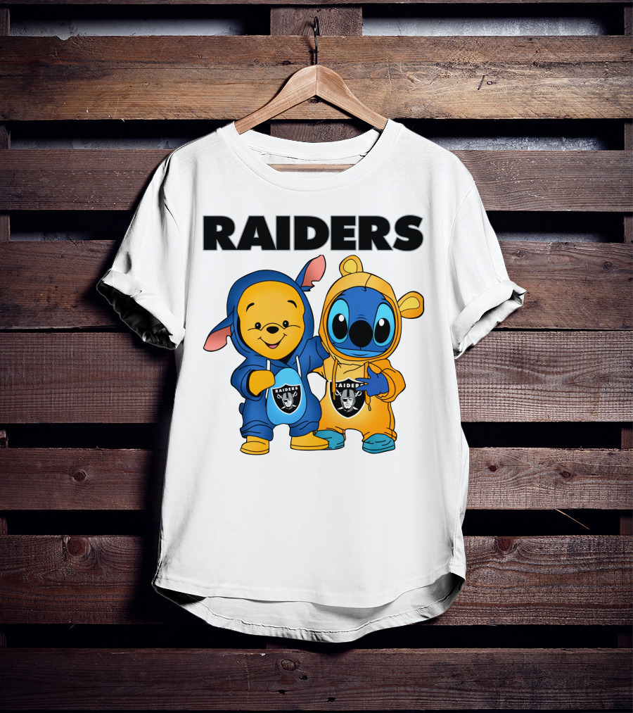 Raiders Pooh-Stitch Crossover Nfl Team Logos T-Shirt