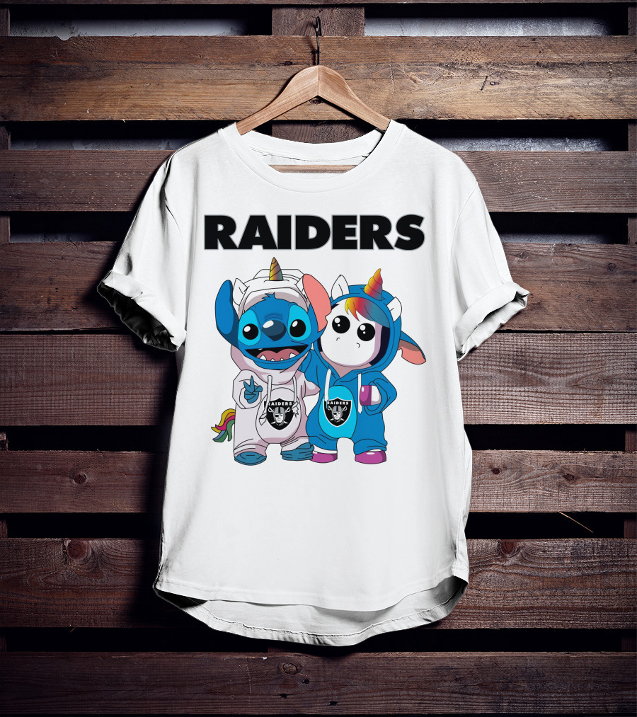 Raiders Stitch And Unicorn In Team Hoodies T-Shirt