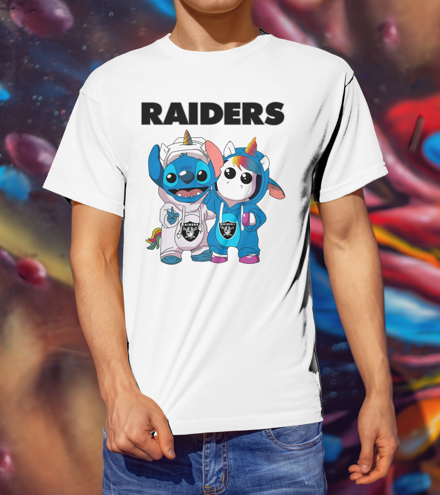 Raiders Stitch And Unicorn In Team Hoodies T-Shirt