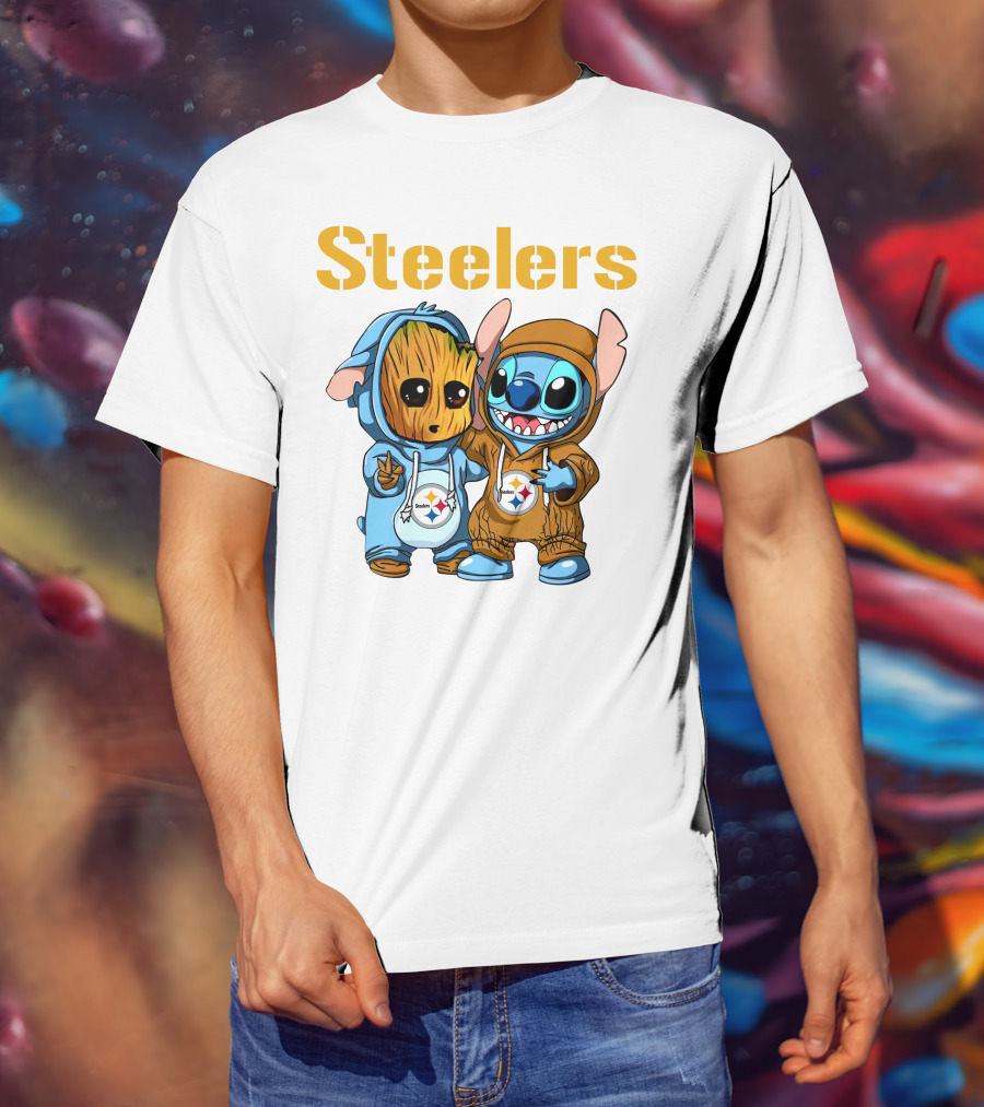 Steelers Groot And Stitch NFL25 Disney T-Shirt
