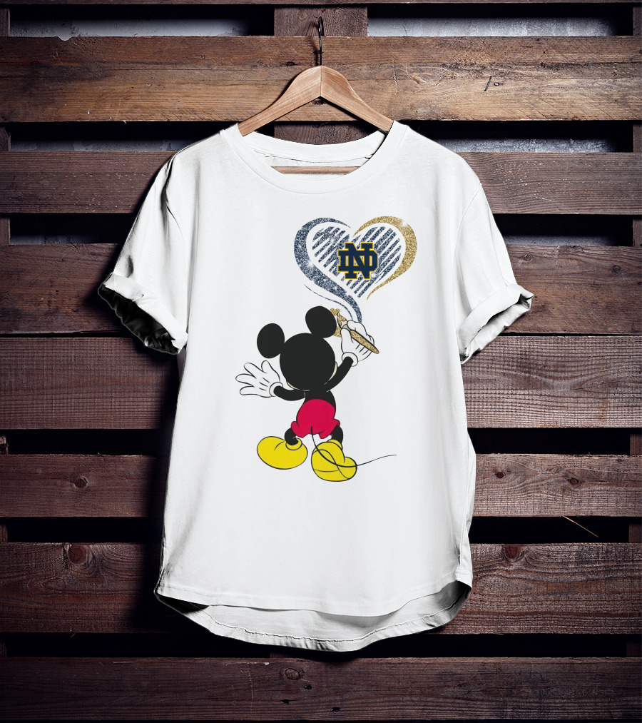 Notre Dame Fighting Irish Mickey Mouse Heart T-Shirt