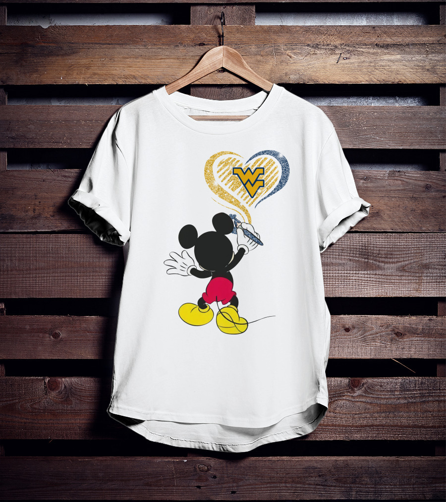 Mickey Drawing Wvu Heart T-Shirt