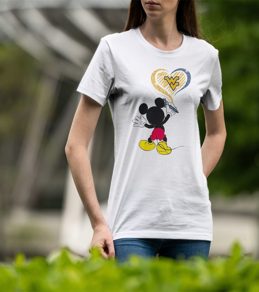 Mickey Drawing Wvu Heart T-Shirt