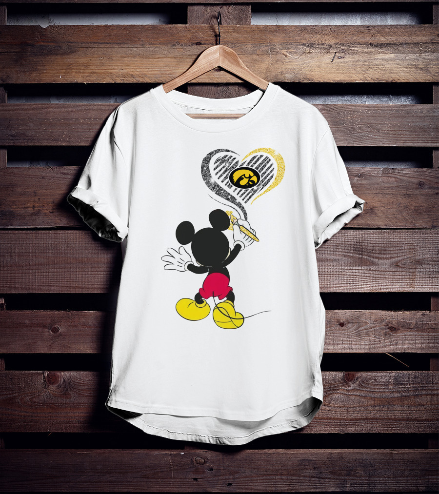 Mickey Mouse Iowa Hawkeyes Heart T-Shirt