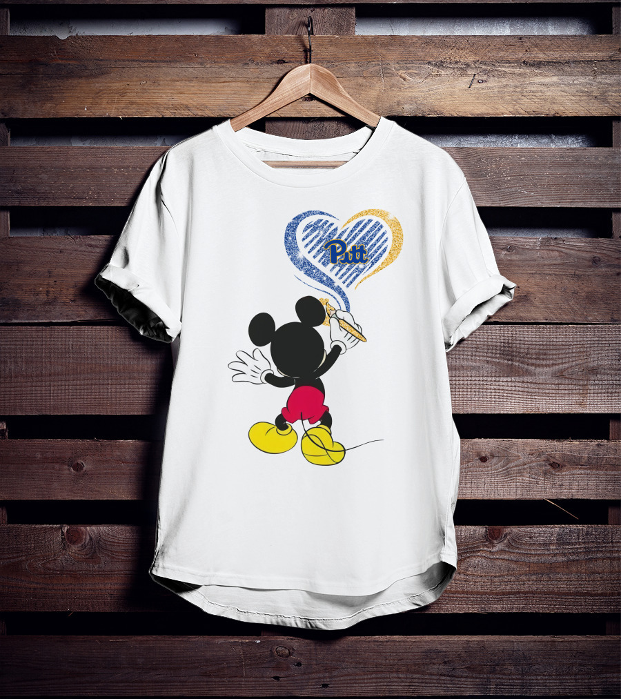 Pitt Panthers Mickey Mouse Heart Art T-Shirt