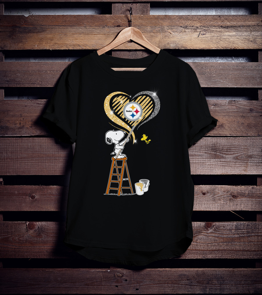 Snoopy Pittsburgh Steelers Heart Painting T-Shirt