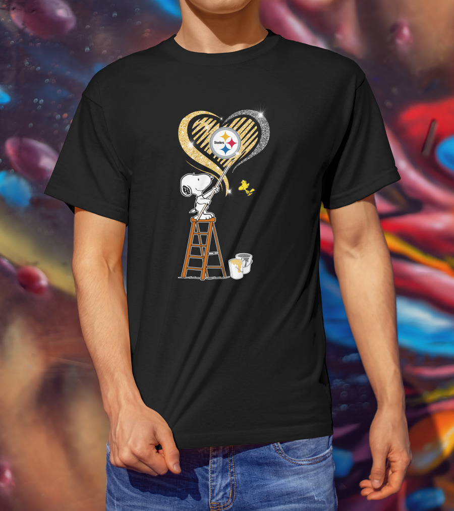 Snoopy Pittsburgh Steelers Heart Painting T-Shirt