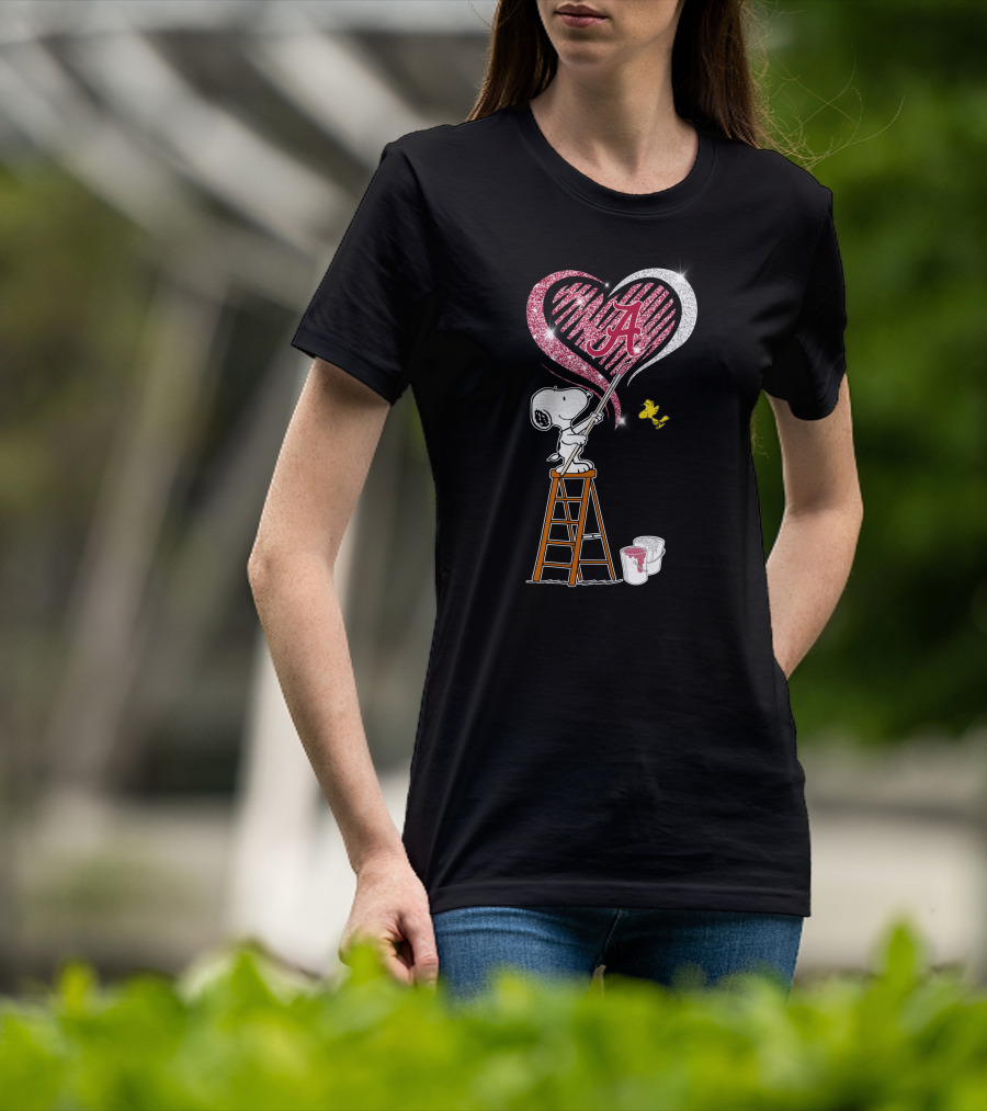 Snoopy Painting Alabama Crimson Tide Heart T-Shirt