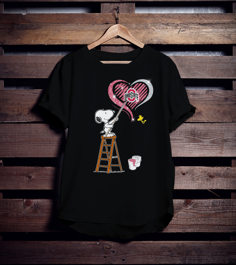Ohio State Snoopy Heart Painting T-Shirt