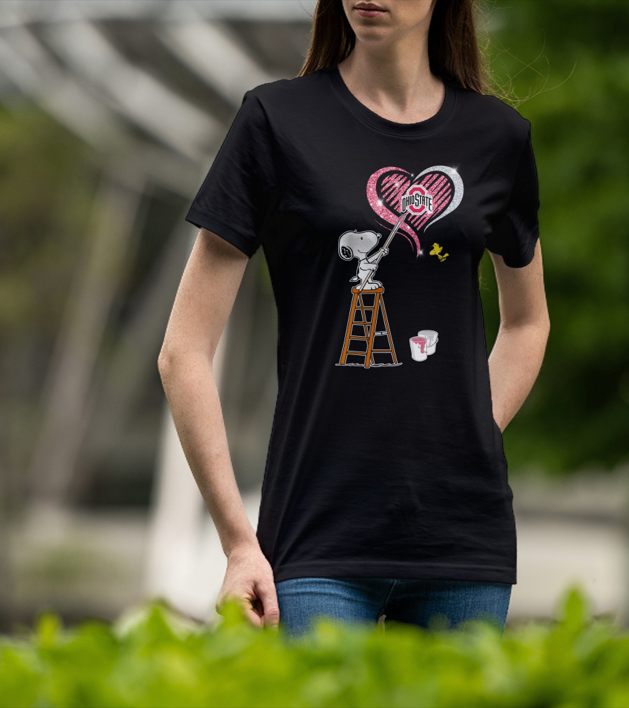 Ohio State Snoopy Heart Painting T-Shirt