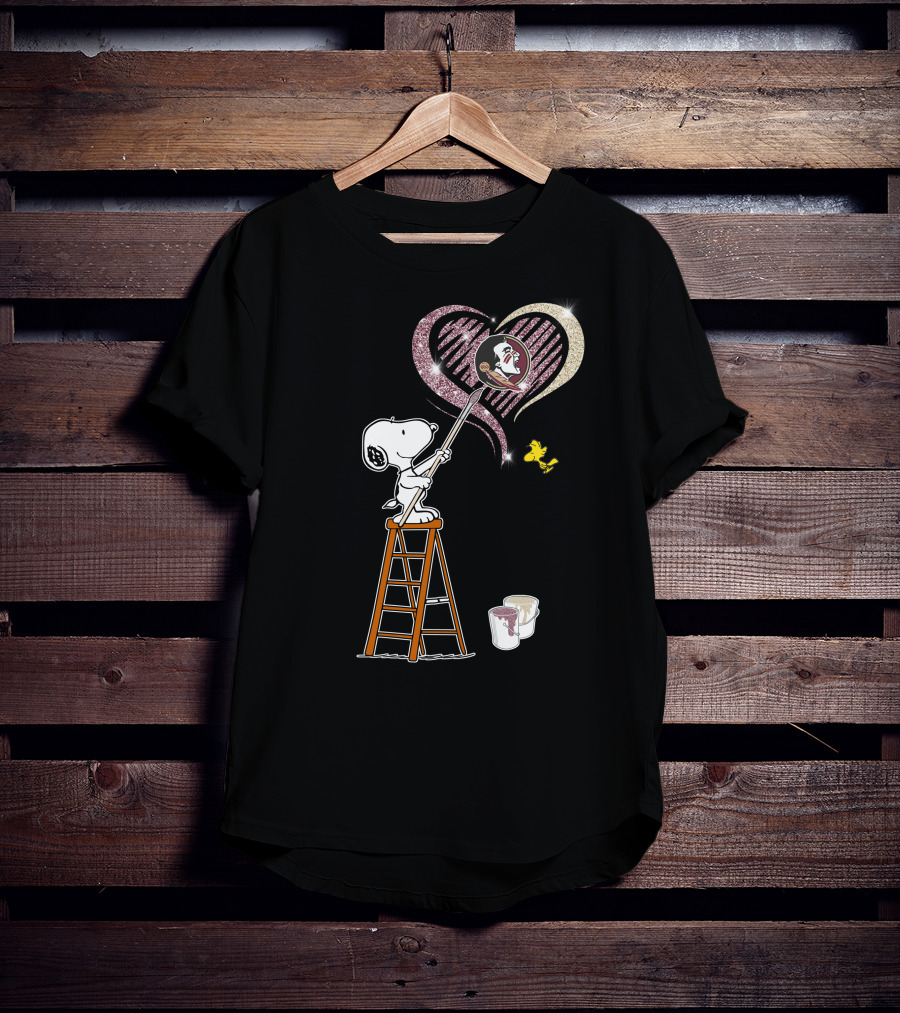Snoopy Painting Heart With Ncaa Florida State Seminoles T-Shirt