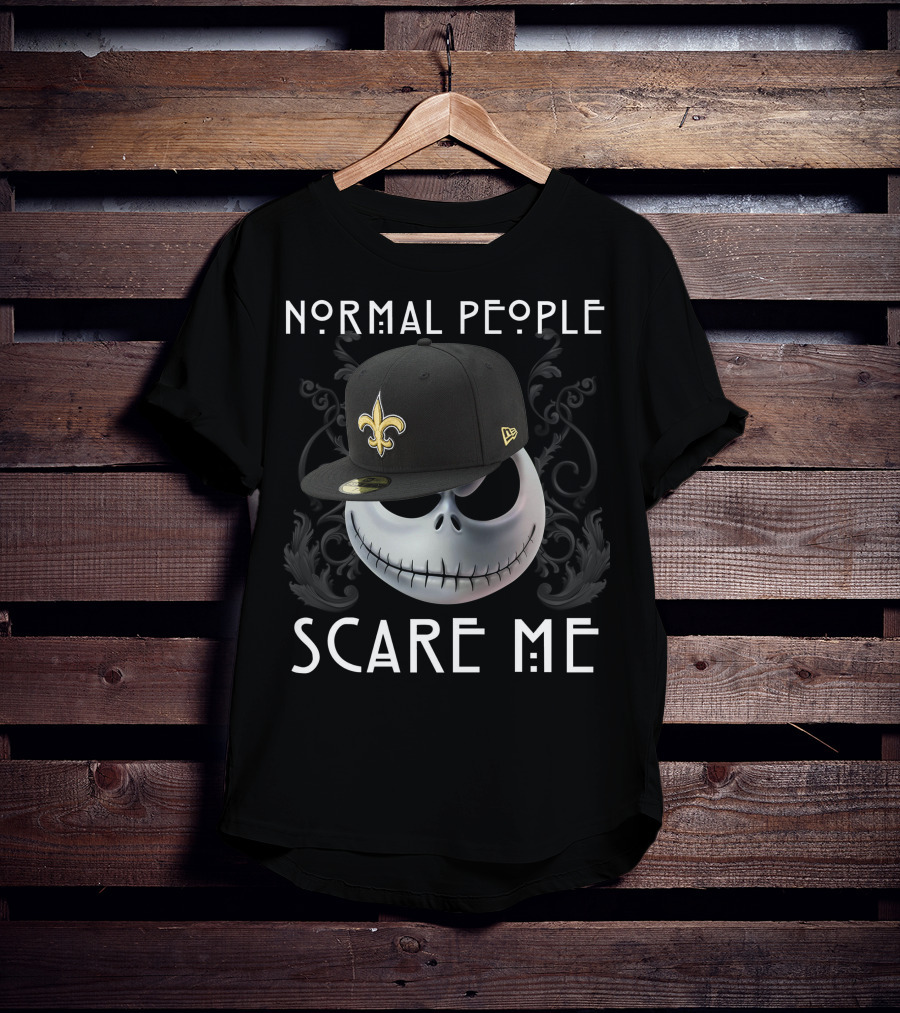 Normal People Scare Me Jack NFL Saints Hat Skull T-Shirt