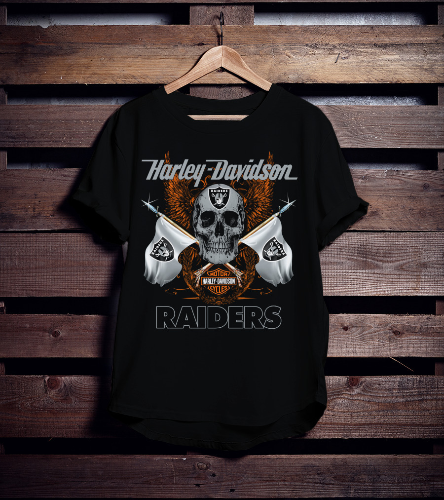 Harley Davidson Raiders Skull Flag T-Shirt