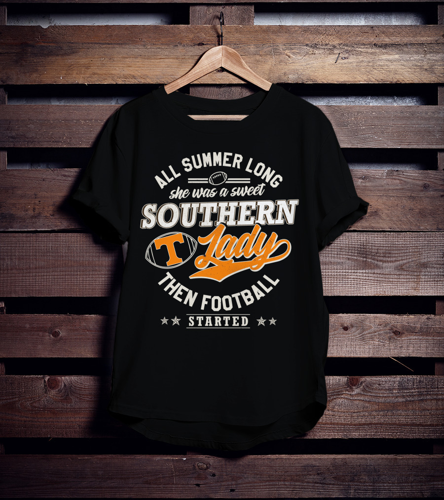 All Summer Long Sweet Southern Lady Football Tennessee Vols T-Shirt