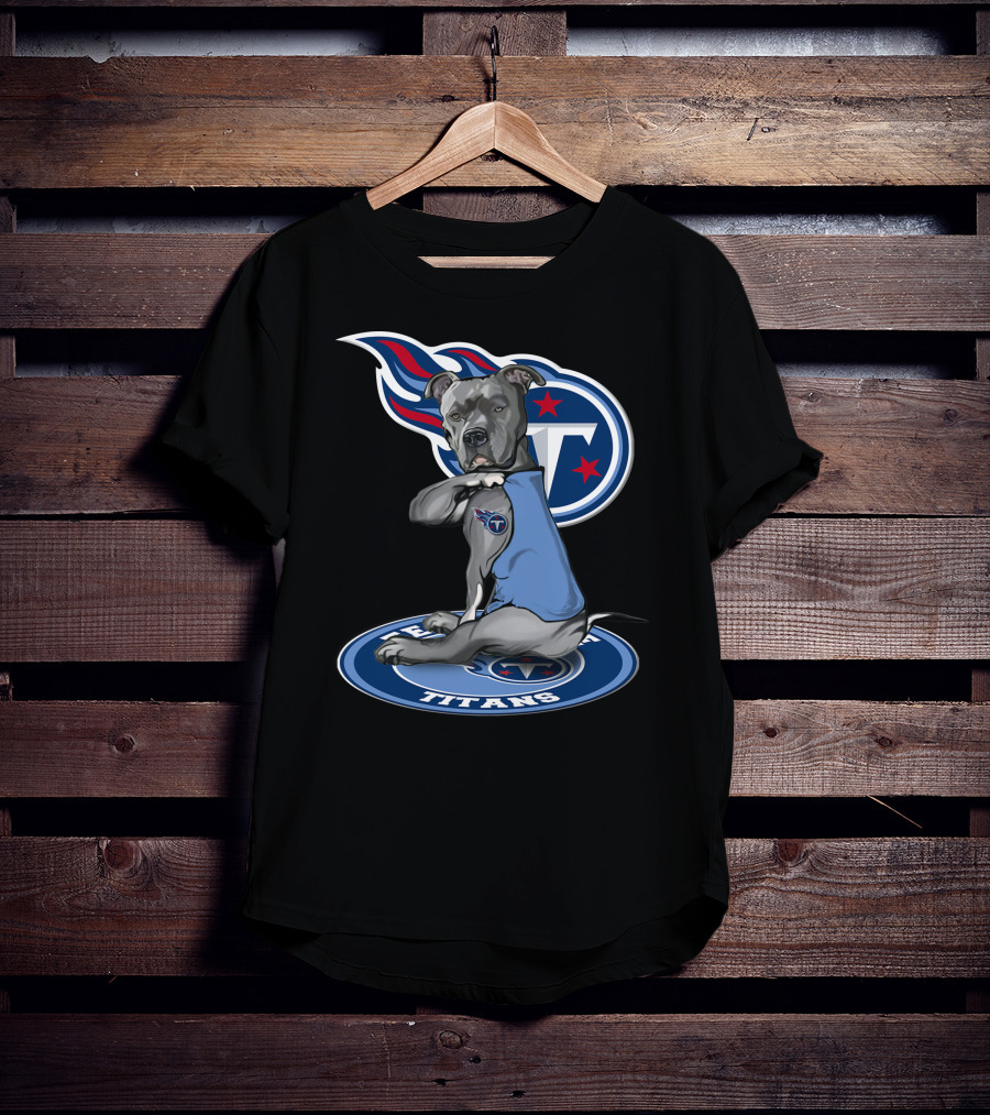 Tennessee Titans Dog With Logo And Stars T-Shirt