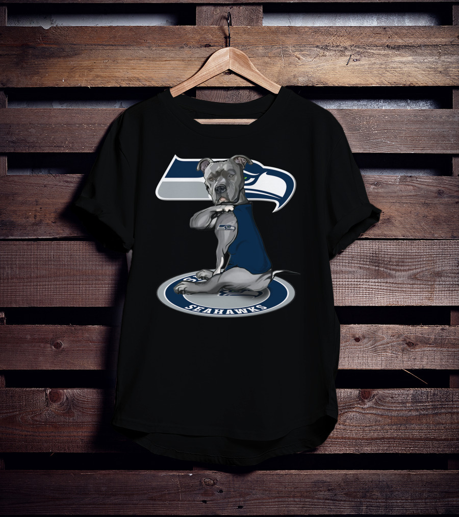 Seattle Seahawks Dog In Blue Jersey On Team T-Shirt