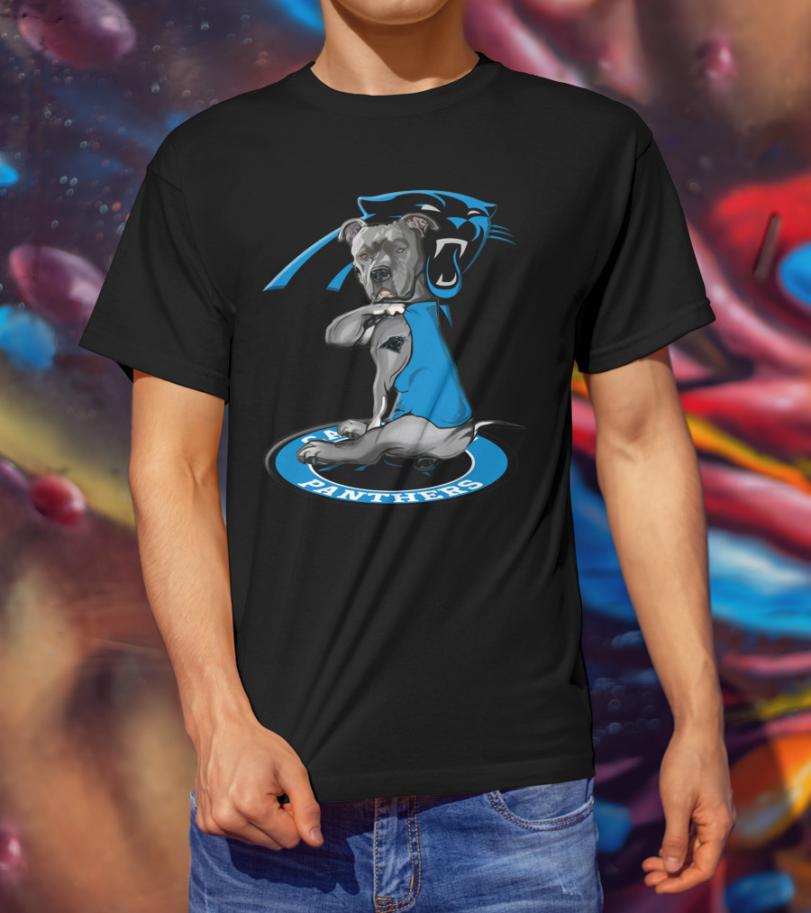 Carolina Panthers Dog With Team Logo In Blue Vest T-Shirt