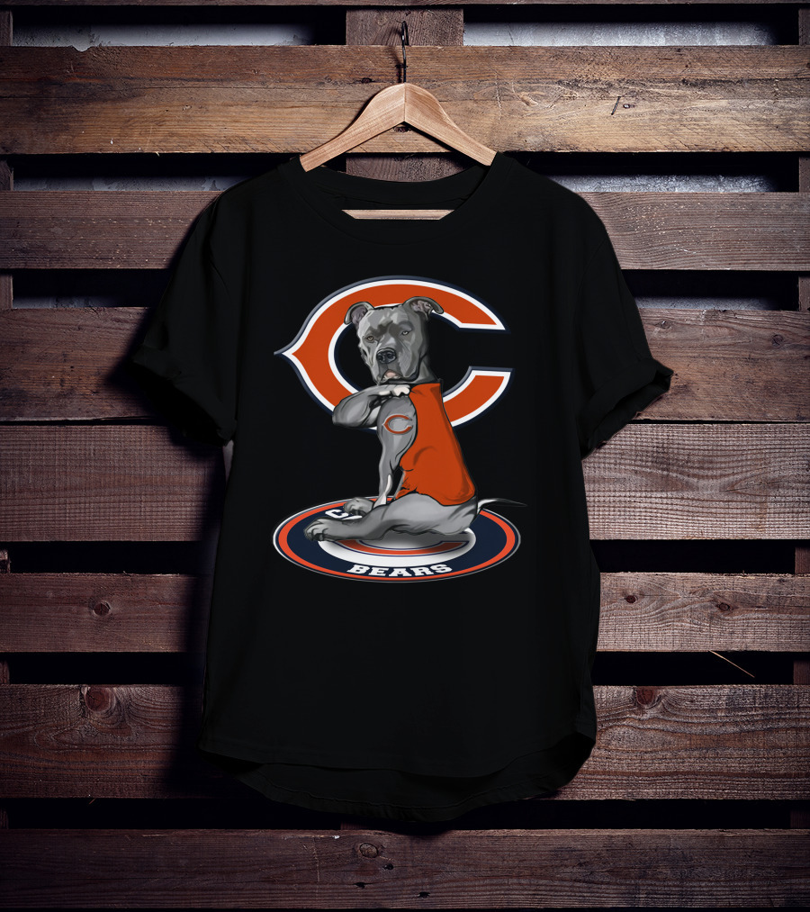 Chicago Bears Dog With Orange Jersey T-Shirt