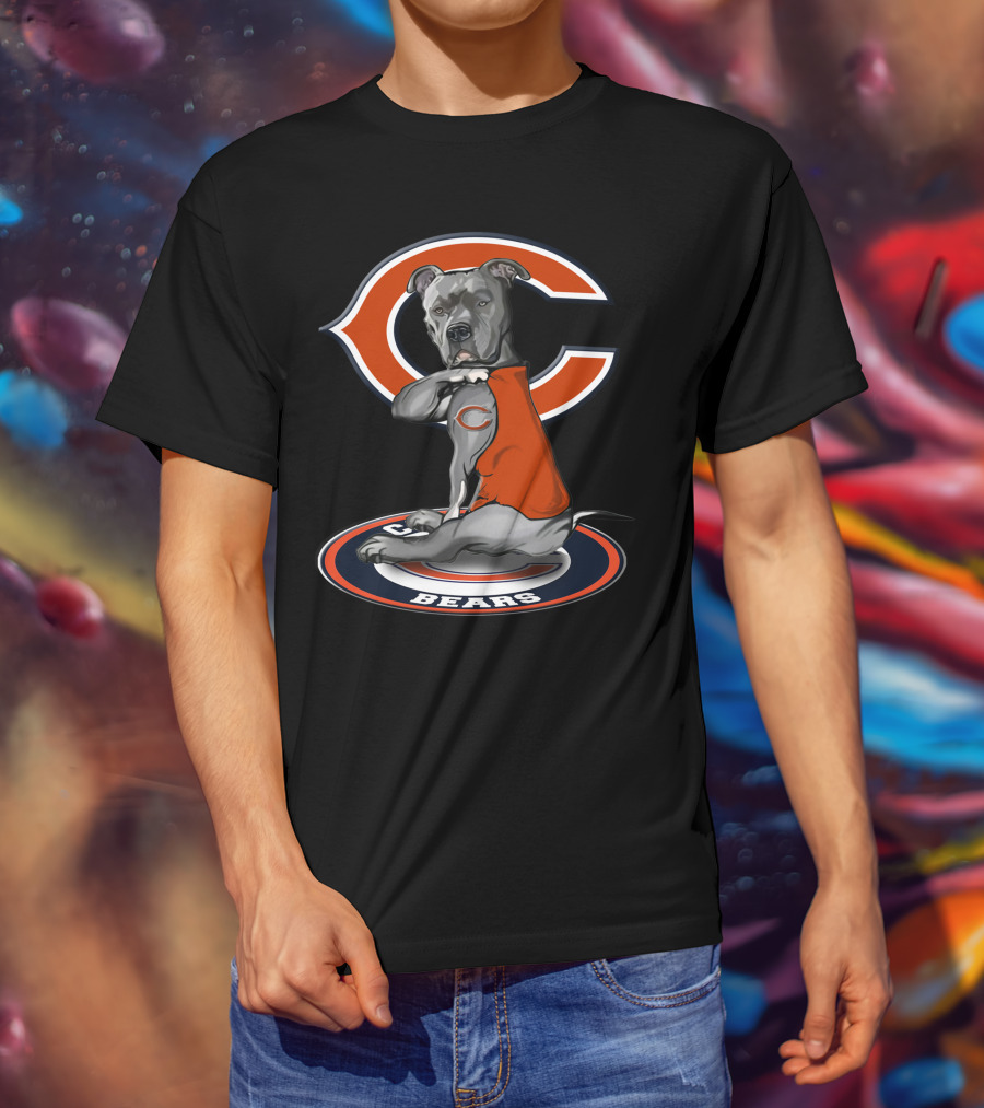 Chicago Bears Dog With Orange Jersey T-Shirt