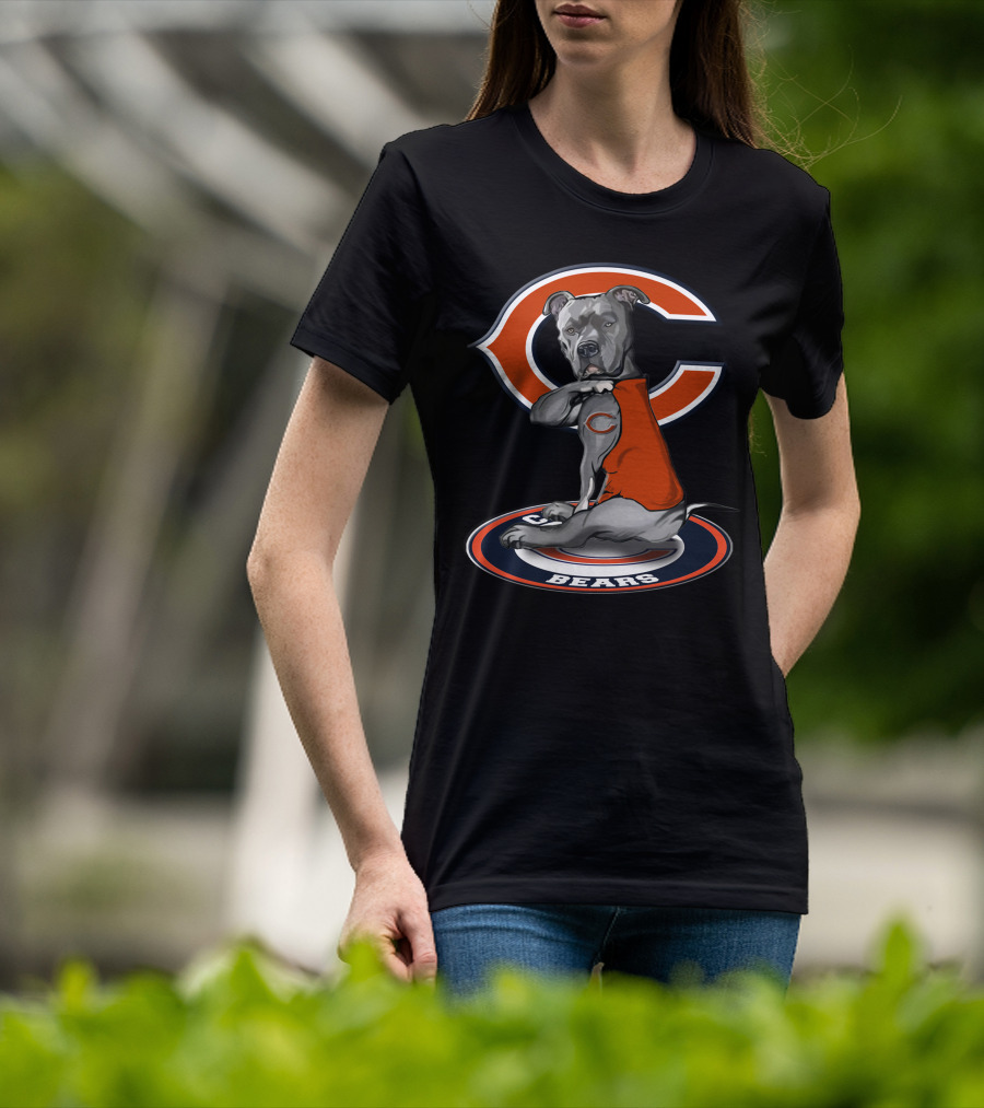 Chicago Bears Dog With Orange Jersey T-Shirt