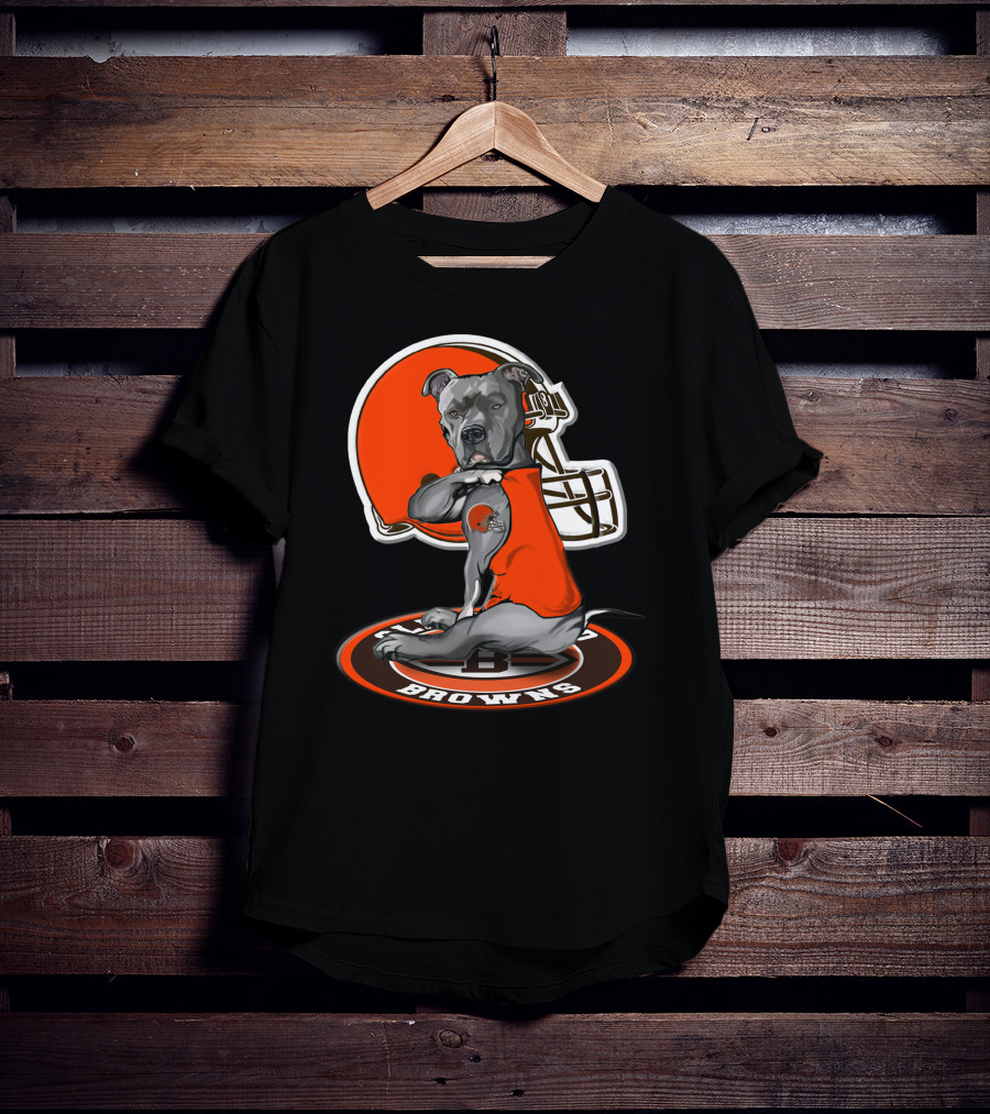 Cleveland Browns Dog Mascot With Helmet And Team T-Shirt