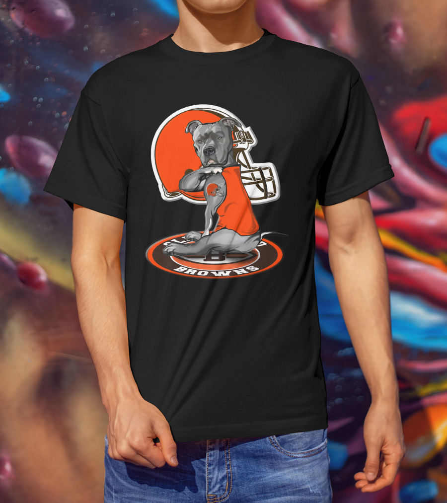 Cleveland Browns Dog Mascot With Helmet And Team T-Shirt