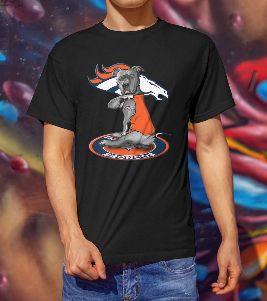 Denver Broncos Dog With Team T-Shirt