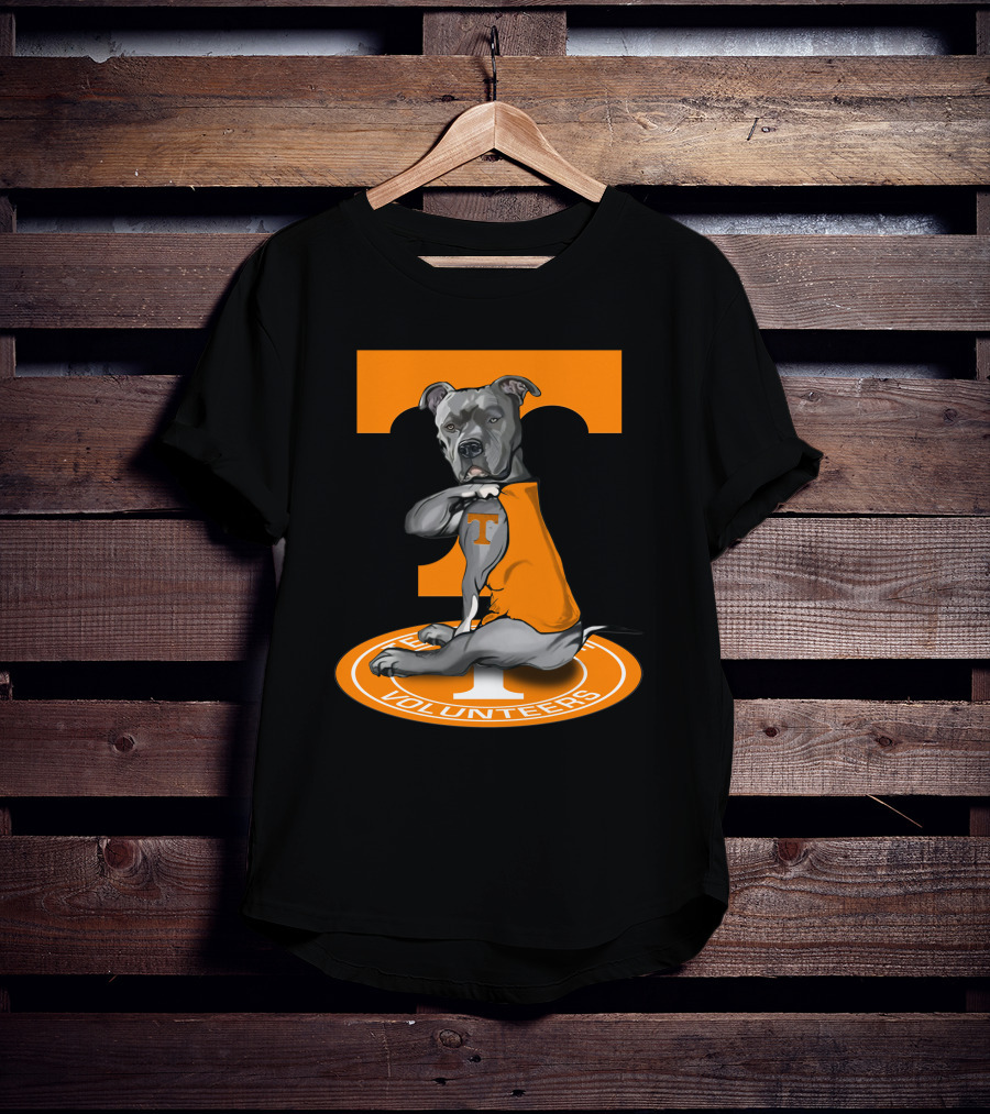 Tennessee Volunteers Dog In Orange T-Shirt With Power T T-Shirt