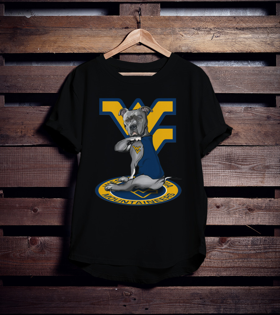 West Virginia Mountaineers Dog With Logo And Team Colors T-Shirt
