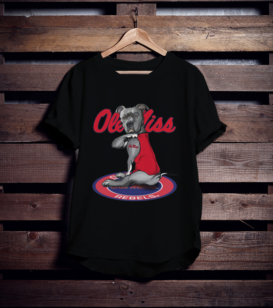 Ole Miss Rebels Bulldog Mascot In Red Vest T-Shirt