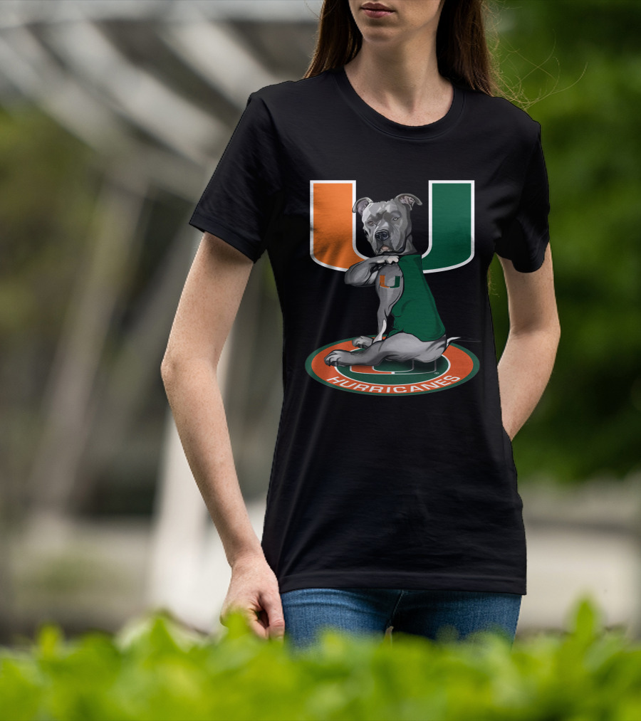 Miami Hurricanes Dog Mascot With U T-Shirt