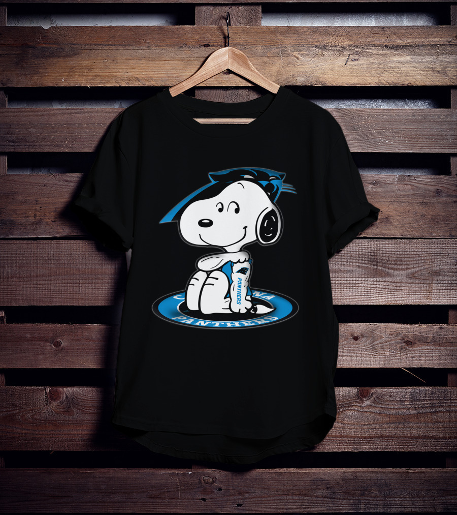Snoopy Carolina Panthers Blue Football Fan T-Shirt