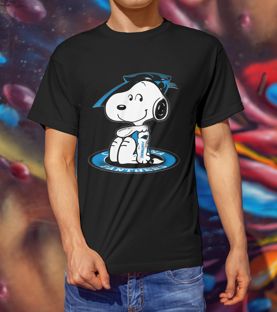 Snoopy Carolina Panthers Blue Football Fan T-Shirt