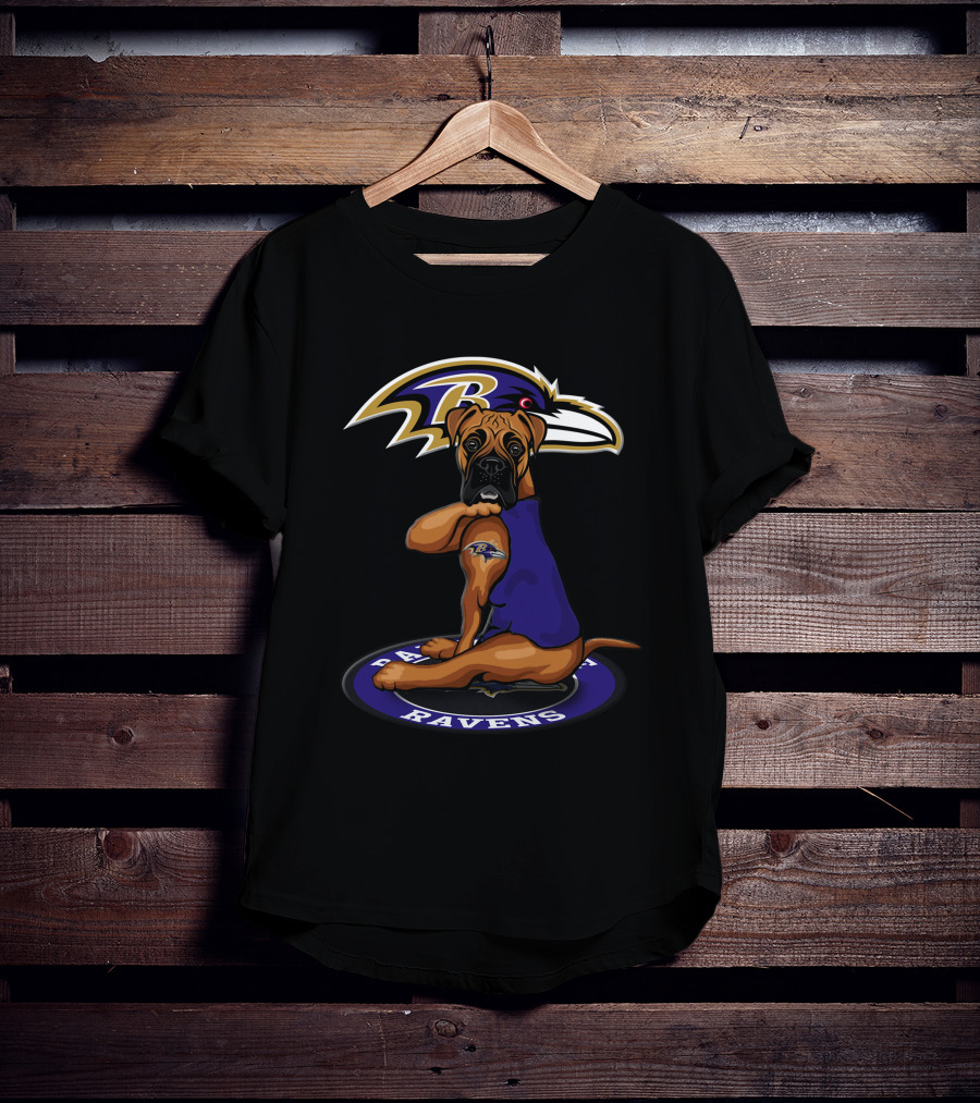 Baltimore Ravens Dog With Logo And Tattoo T-Shirt