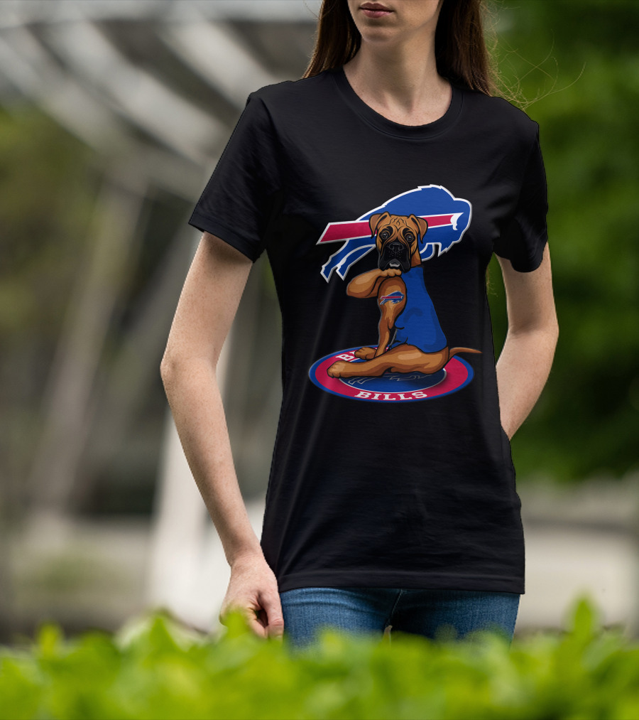 Buffalo Bills Dog Mascot With Team Logo And Jersey T-Shirt