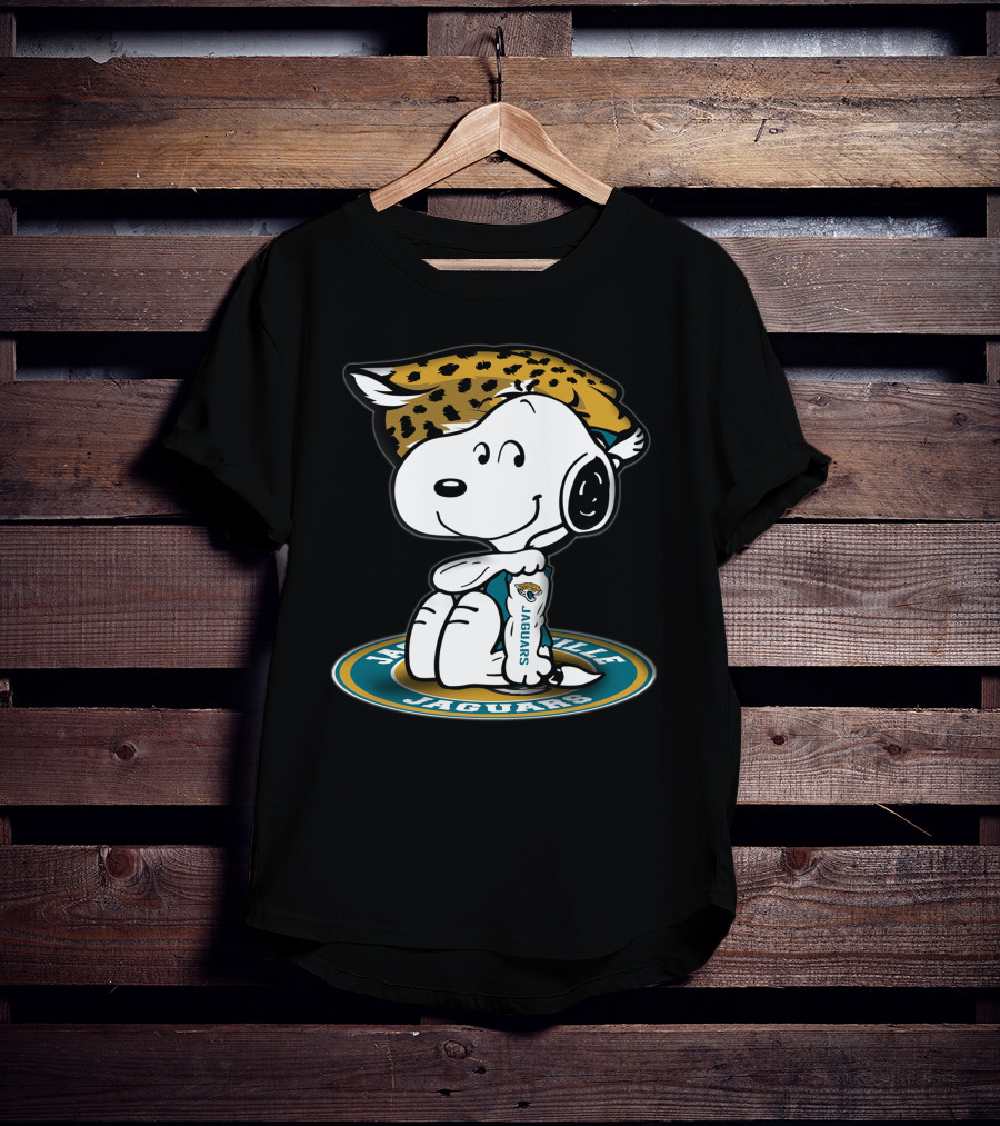 Snoopy Wearing Jacksonville Jaguars Gear With Jaguars Helmet T-Shirt