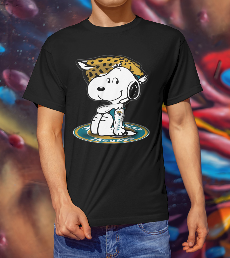 Snoopy Wearing Jacksonville Jaguars Gear With Jaguars Helmet T-Shirt