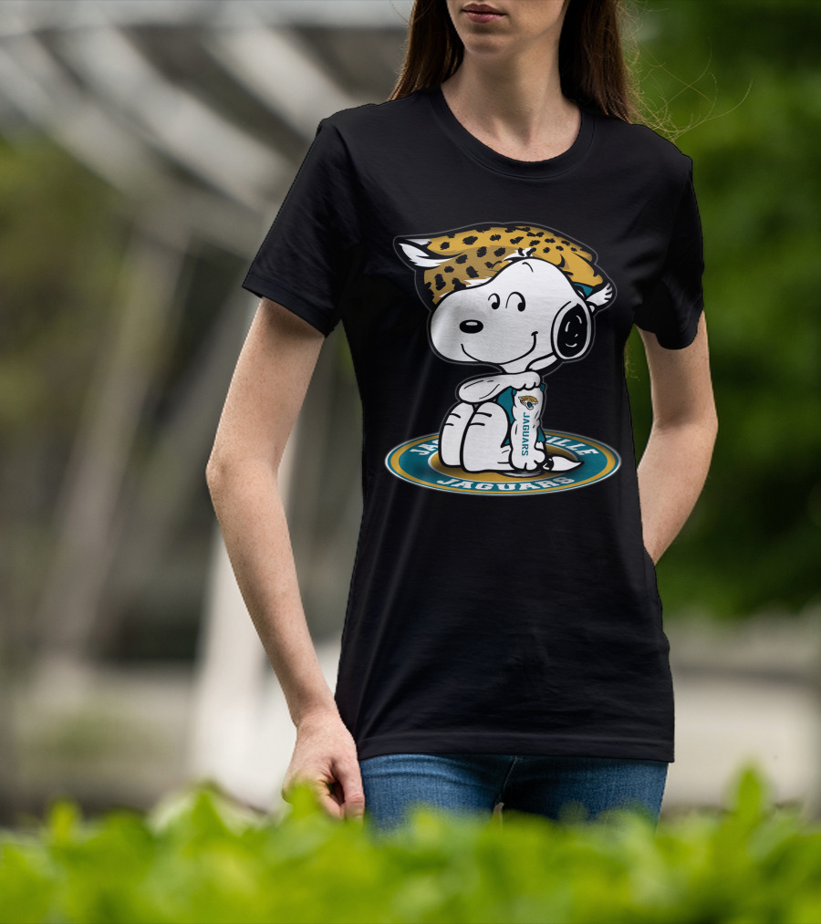 Snoopy Wearing Jacksonville Jaguars Gear With Jaguars Helmet T-Shirt