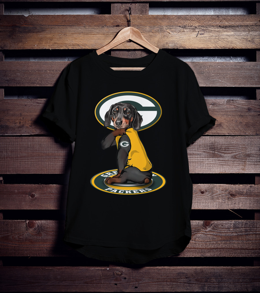 Green Bay Packers Dog With Yellow Jersey And Team T-Shirt