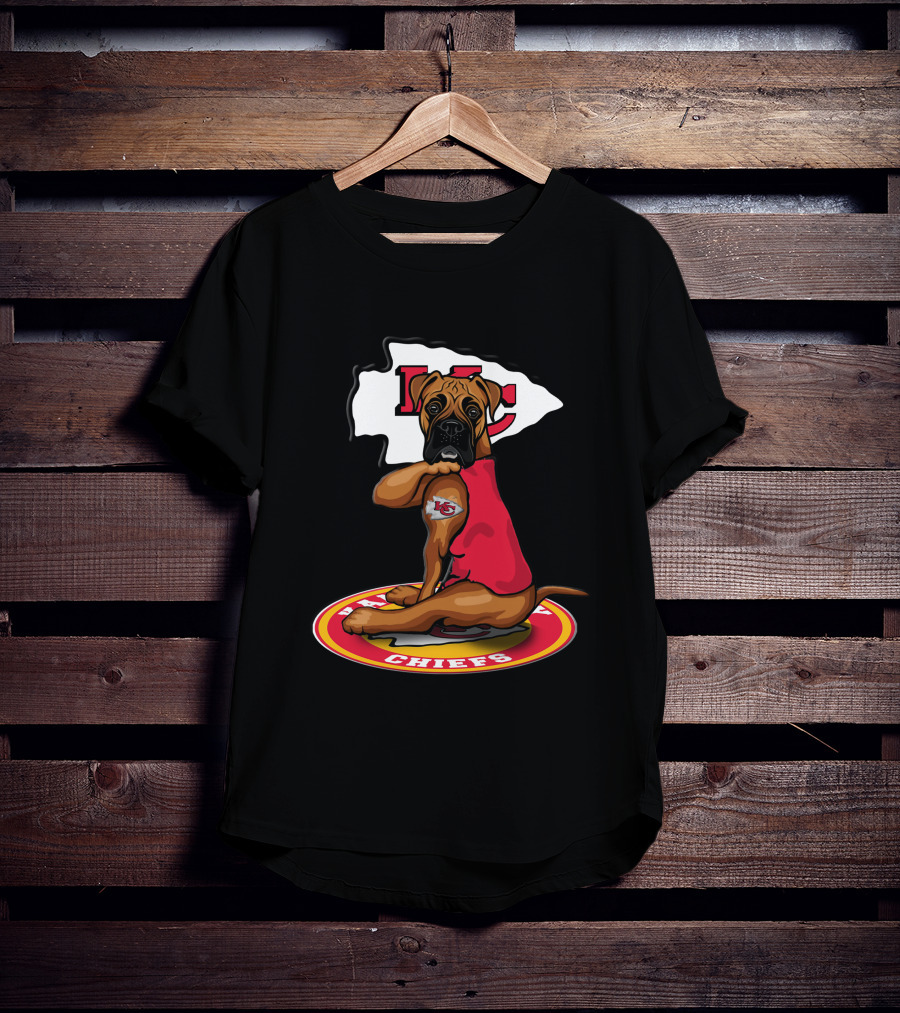 Kansas City Chiefs Dog In Team Jersey With Arrowhead T-Shirt