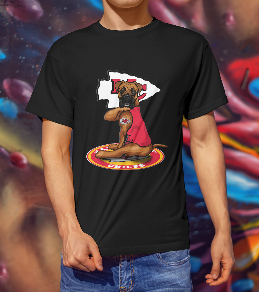 Kansas City Chiefs Dog In Team Jersey With Arrowhead T-Shirt