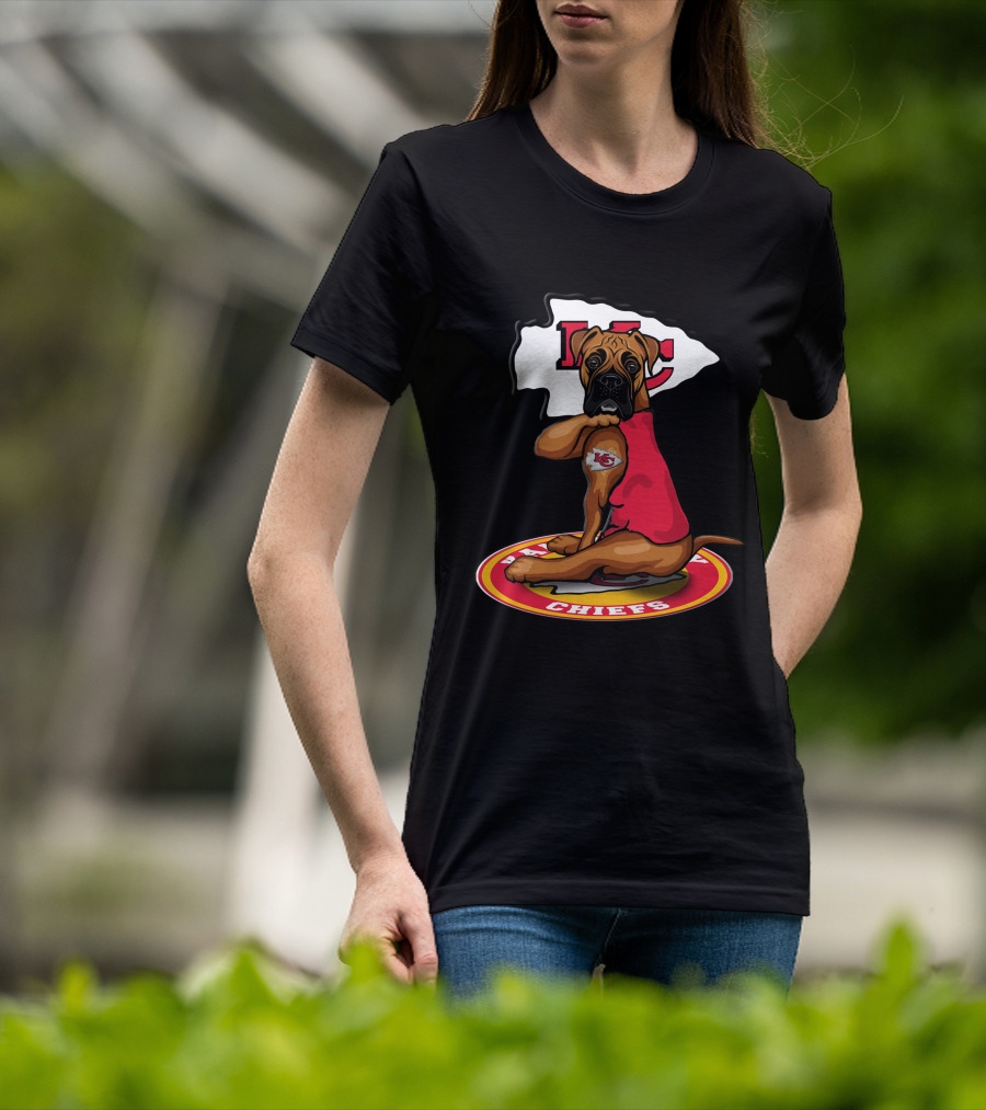 Kansas City Chiefs Dog In Team Jersey With Arrowhead T-Shirt
