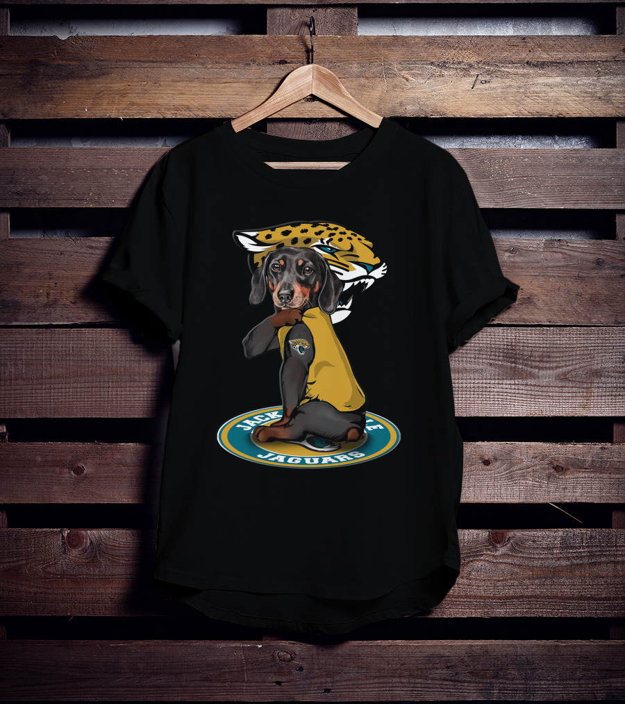 Jacksonville Jaguars Dachshund Dog In Team Logo T-Shirt