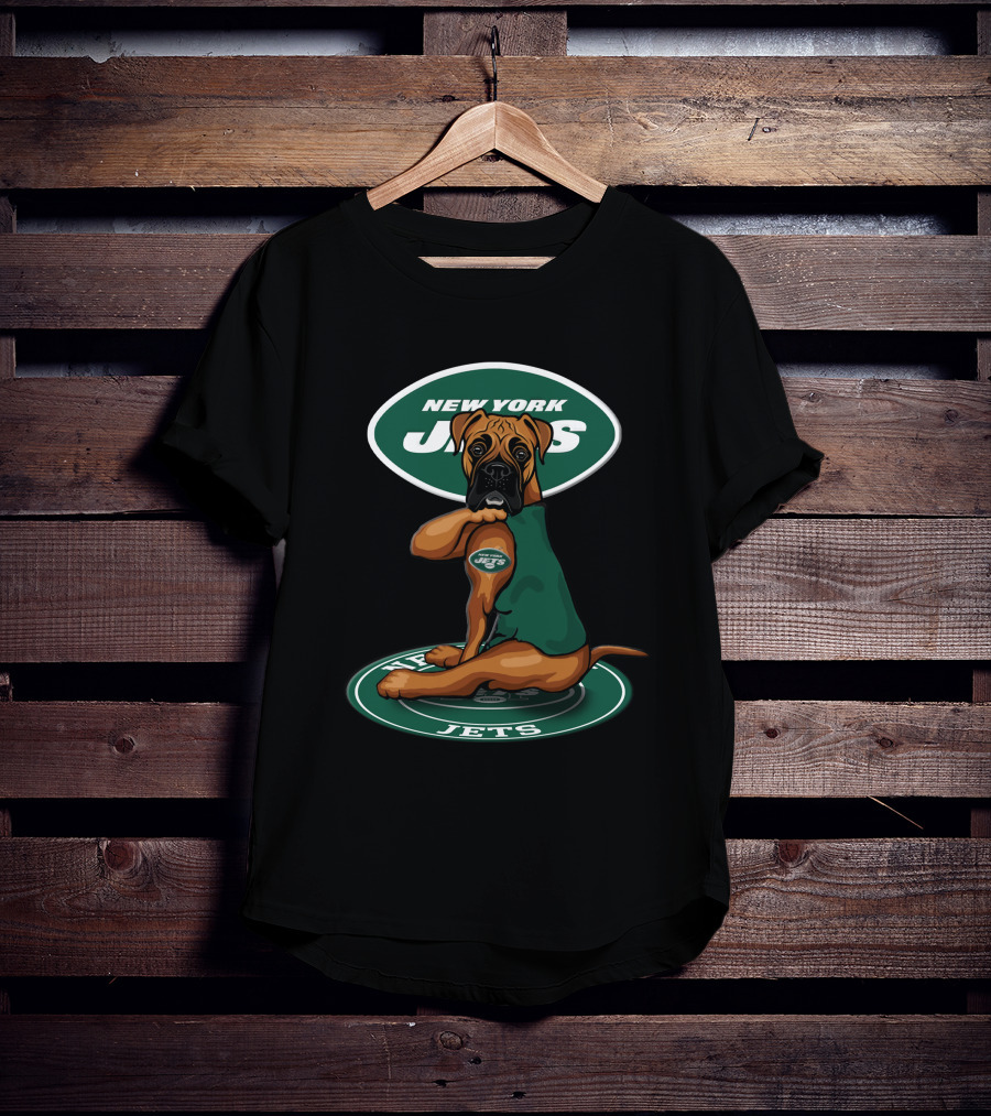 New York Jets Dog Boxer Football Fan T-Shirt